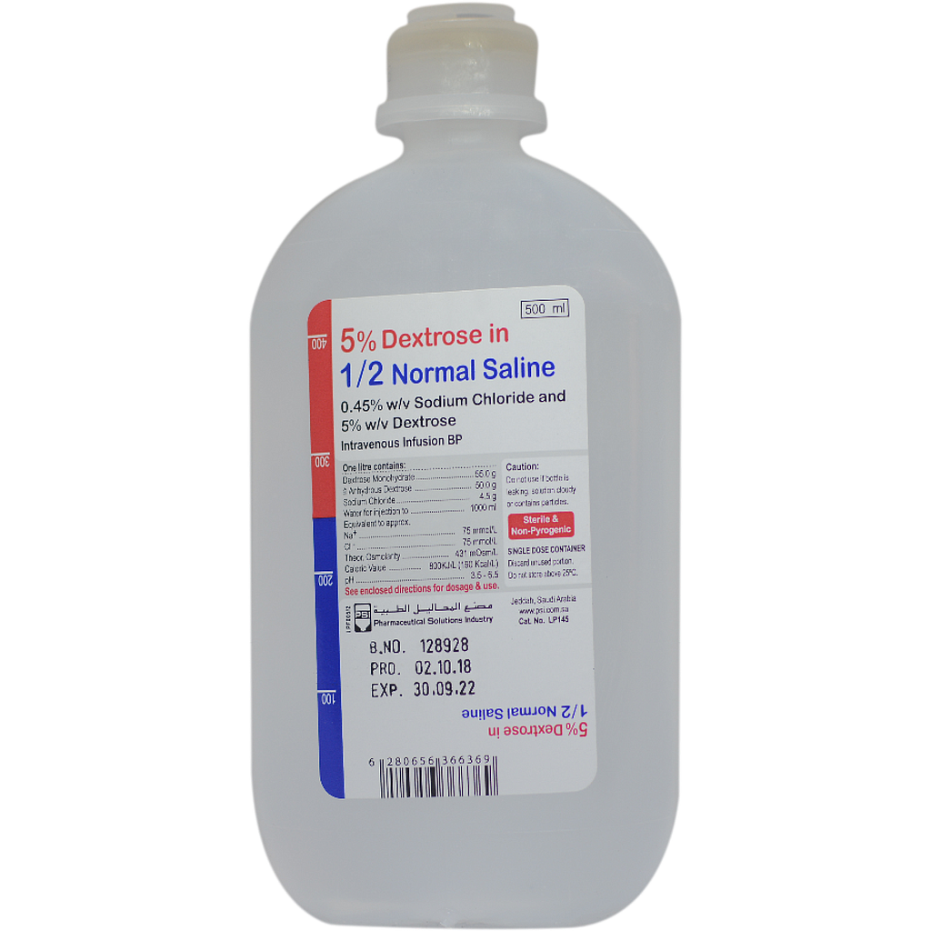 5% Dextrose in 1/2 Normal Saline 500ml  